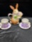 Bunny Teapot and 2 crocus tea cups 2 x $