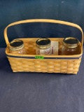 Blue ribbon Canning Basket with 3 pint jars