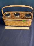 Blue Ribbon Canning Basket with 3 pint jars