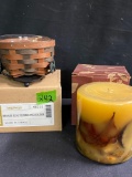 Bronze hurricane Holder and 4 x 4 Candle