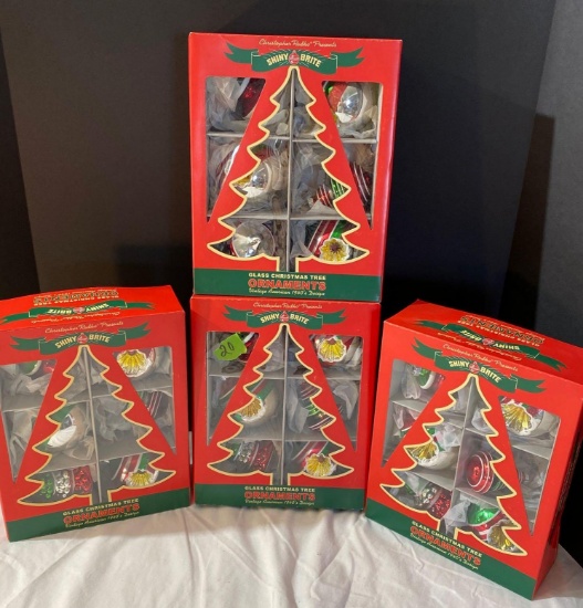 4 Boxes Christopher Radko shiny bright Ornaments