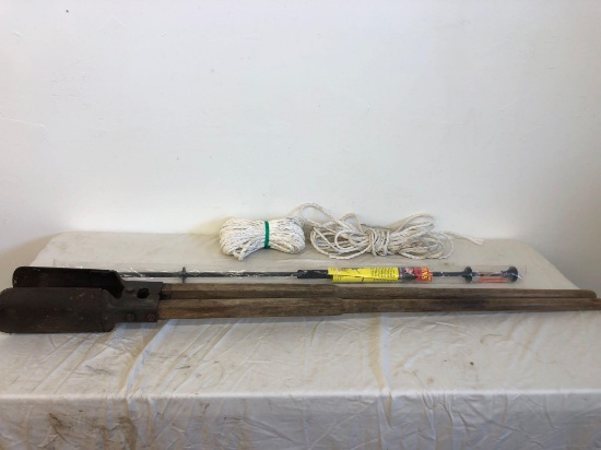 Post hole digger, rope plus