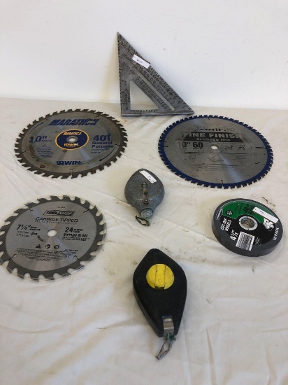New blades, square and chalk line