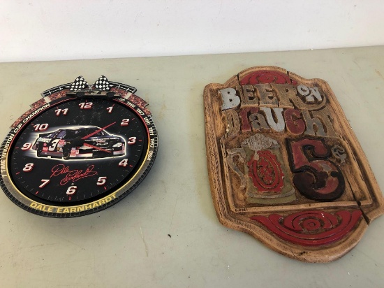Clock and beer sign