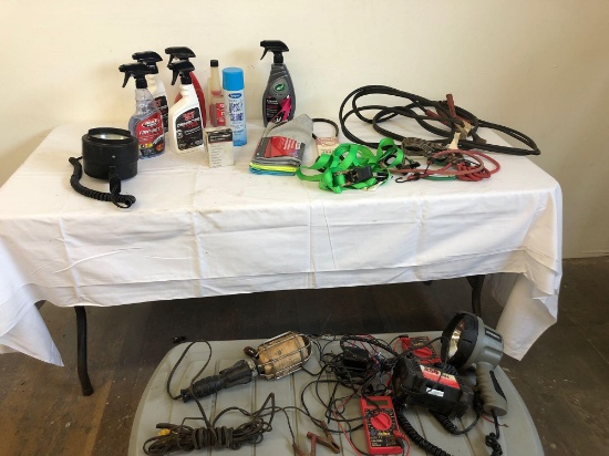 Car cleaning supplies and tote