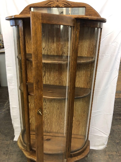 Antique rounded glass hutch