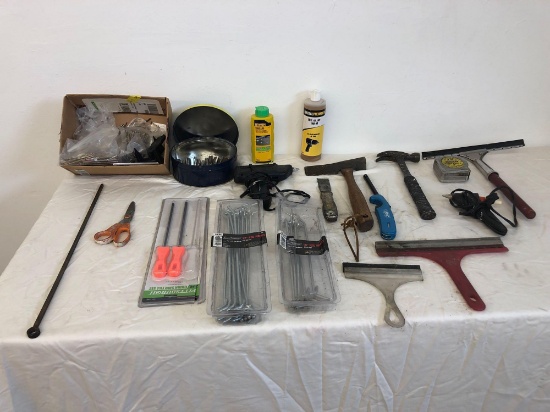 Screw drivers, hangers, squeegees, hammers