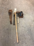 Trash hammer, pole sander, hand saw, ax and jack