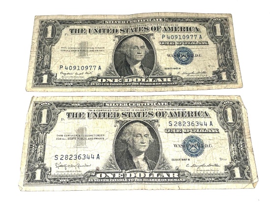 2x-1957A and 1958B 1Dollar Silver Certificates