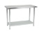 Stainless steel prep table 4ft x 24in deep countertop height Stock photo.