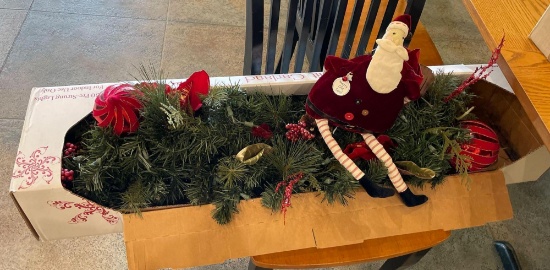 Christmas decor - garland and santa