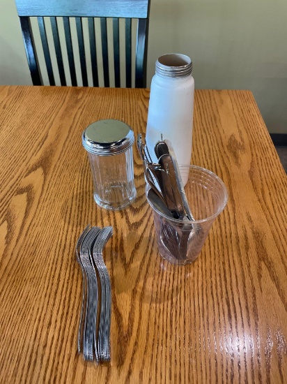 Misc - sugar jar, spoons and forks