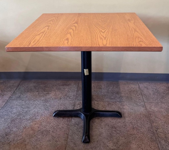 Table - solid oak top metal bottom