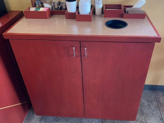 Condiment bar with trashcan reciprocal - contents not included