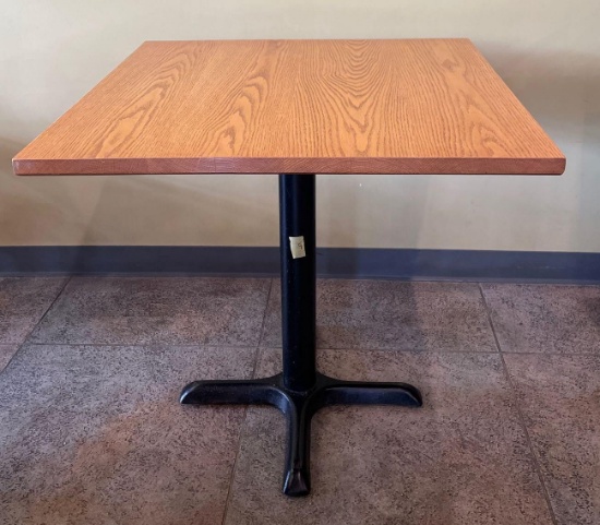 Table - solid oak top metal bottom