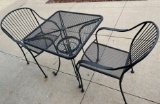 Rod iron table with two chairs