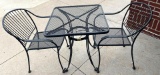 Rod iron table with two chairs