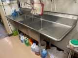 Stainless steel 3 compartment sink with 3 drains -