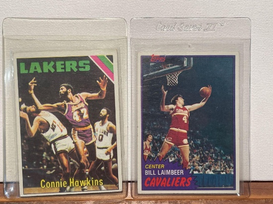 1975 Connie Hawkins and 81 Topps Laimbeer