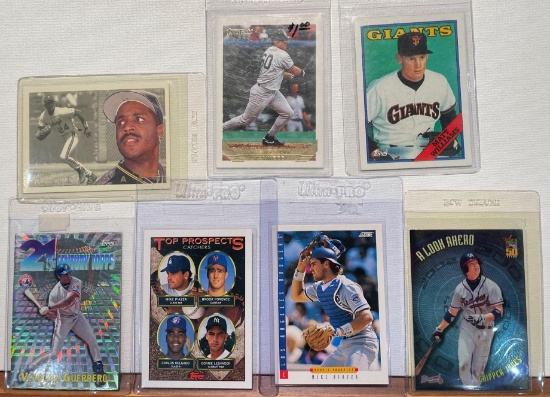 Baseball cards including Piazza, Jones, Williams, Snow, Bonds Plus