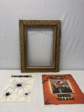 Reward poster, antique picture frame, plus