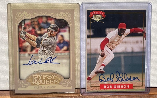Bob Gibson and Neil Walker autographed cards