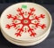 4 Red Snowflake luncheon plates