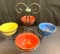 Wrought iron Holder and Dessert Dishes 2 x $