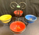 Wrought iron Holder and Dessert Dishes 2 x $