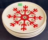 Red snowflake plates