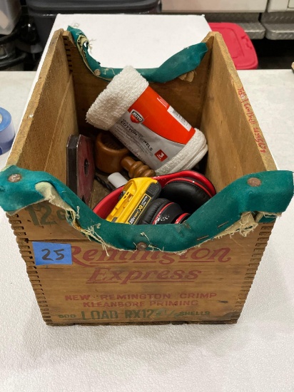 Remington Express box with hones, range and dewalt battery dead