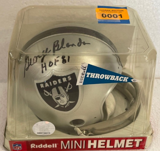 George Blanda Autographed Mini Helmet with JSA COA