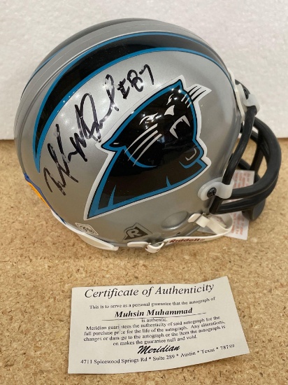 Muhsin Muhammad Autographed Mini Helmet with Meridian COA