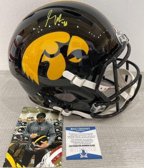 George Kittle Framed Signed Jersey Beckett Autographed Iowa Hawkeyes 4