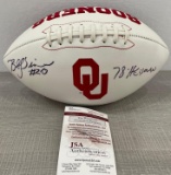 Billy Sims Autographed Oklahoma Sooners Logo Football with JSA COA
