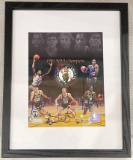 1986 Celtics Fabulous Five Team Signed Collage 13x16 with Hardwood Authentics COA