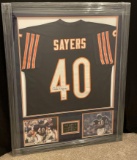 Gale Sayers framed Autographed Jersey with Beckett COA 35x43
