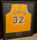 Magic Johnson Framed autographed Jersey with JSA COA 35x39