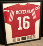 Joe Montana, Jerry Rice, Dwight Clark, Roger Craig, and John Taylor Framed Autographed Montana