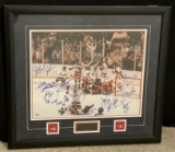 Team Autographed US Olympic Men?s Gold metal winners Miracle on ice with Gridiron Sports COA 29x26