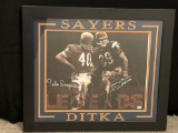 Gale Sayers and Mike Ditka Autographed Framed Print with JSA COA 28x24