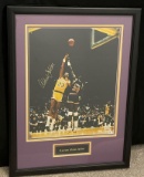 Kareem Abdul Jabbar autographed framed print with Hall of Fame Sports And Global Authentication COA