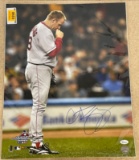 Curt Schilling Autographed Photo Bloody Sock 16x20 with JSA COA