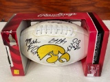 Iowa Hawkeyes Autographed football including Mitch King and Abdul Hodge plus 2 other players