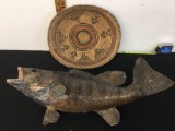 Vintage Native American Basket 11? and mounted fish