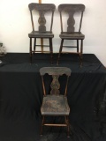 4x-Antique chairs With Green Design set of 4