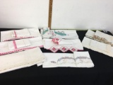 Antique White, pinks & Crochet Lace Pair Handmade Pillowcases