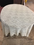 Vintage Handmade 100% Cotton Crochet Lace Tablecloth BEIGE 80?x80?