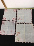 Vintage Handkerchief Hearts Flowers Valentine's Day 12?x12?