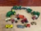 Farm toys including 80s John Deere 110 mower and 1/64th